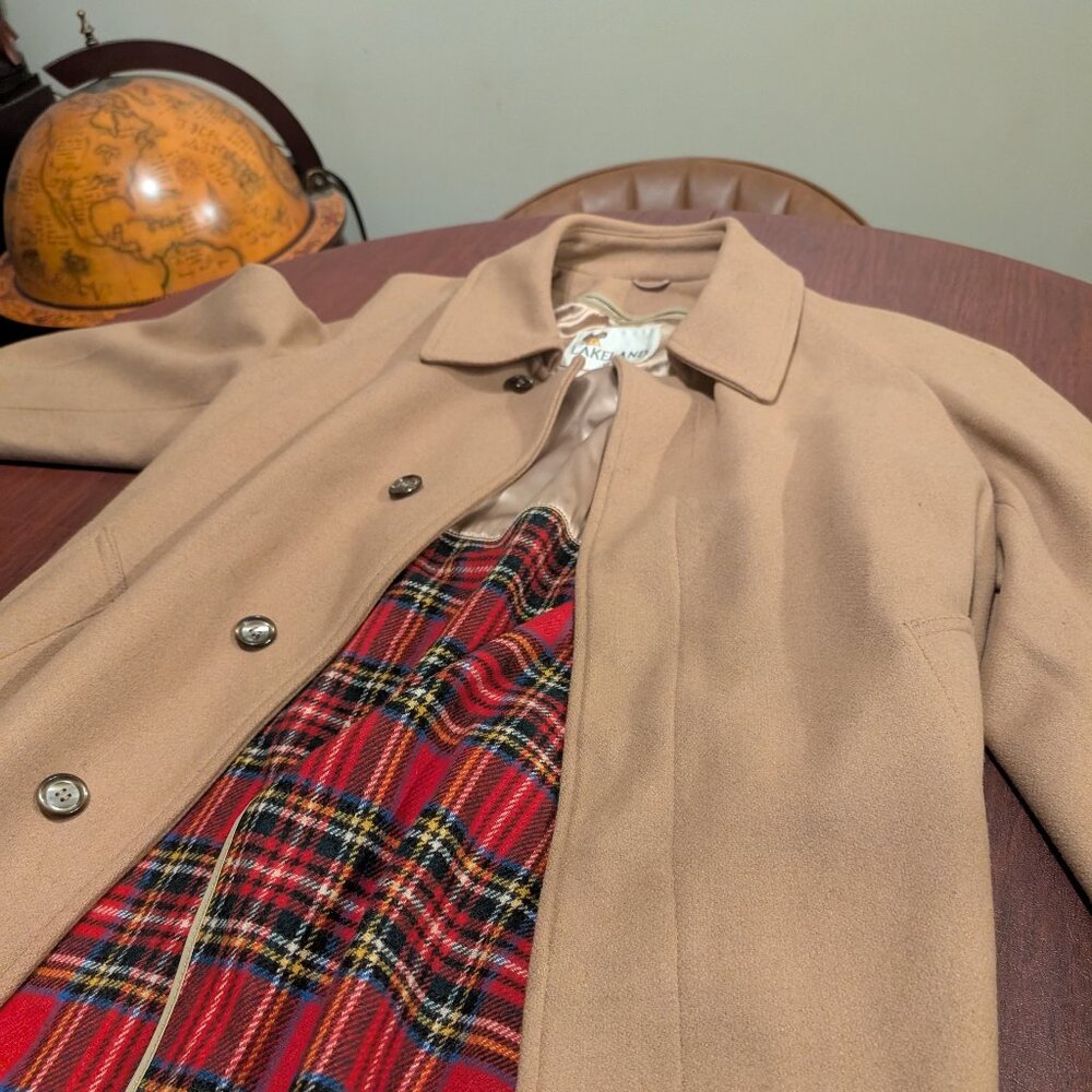 Vintage Lakeland Tan Overcoat – Size 40 – Wool Blend